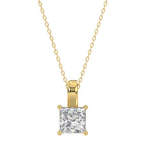 Load image into Gallery viewer, LADIES SOLITAIRE PENDANT WITH CHAIN 2 1/2CT PRINCESS DIAMOND 14K YELLOW GOLD 
