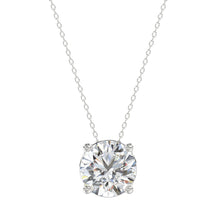Load image into Gallery viewer, LADIES SOLITAIRE PENDANT WITH UNDER-PASS CHAIN 2 1/2CT ROUND DIAMOND 14K WHITE GOLD 
