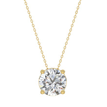 Load image into Gallery viewer, LADIES SOLITAIRE PENDANT WITH UNDER-PASS CHAIN 2 1/2CT ROUND DIAMOND 14K YELLOW GOLD 
