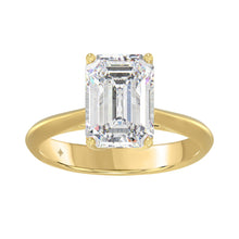 Load image into Gallery viewer, LADIES SOLITAIRE RING 4CT EMERALD DIAMOND 14K YELLOW GOLD 
