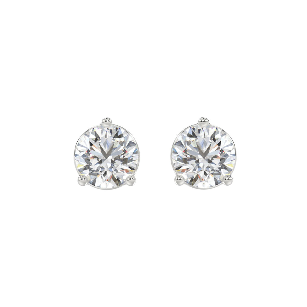LADIES SOLITAIRE EARRINGS 4CT ROUND DIAMOND 14K WHITE GOLD (CENTER STONE ROUND DIAMOND 2CT )