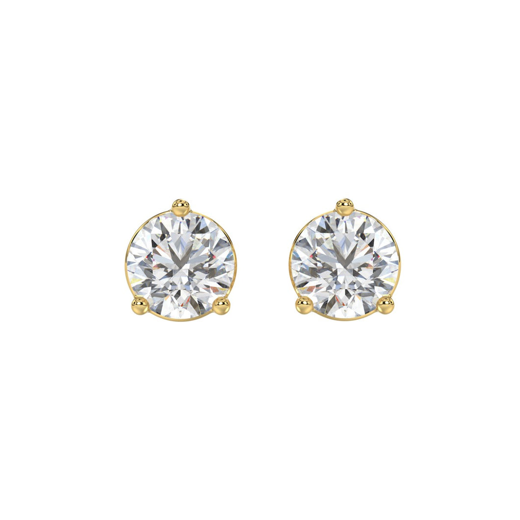 LADIES SOLITAIRE EARRINGS 4CT ROUND DIAMOND 14K YELLOW GOLD (CENTER STONE ROUND DIAMOND 2CT )