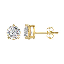 Load image into Gallery viewer, LADIES SOLITAIRE EARRINGS 4CT ROUND DIAMOND 14K YELLOW GOLD (CENTER STONE ROUND DIAMOND 2CT )
