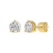 Load image into Gallery viewer, LADIES SOLITAIRE EARRINGS 4CT ROUND DIAMOND 14K YELLOW GOLD (CENTER STONE ROUND DIAMOND 2CT )
