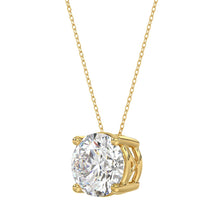 Load image into Gallery viewer, LADIES SOLITAIRE PENDANT WITH UNDER-PASS CHAIN 4CT ROUND DIAMOND 14K YELLOW GOLD 
