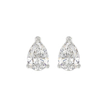 Load image into Gallery viewer, LADIES SOLITAIRE EARRINGS 4.00CT PEAR DIAMOND 14K WHITE GOLD 
