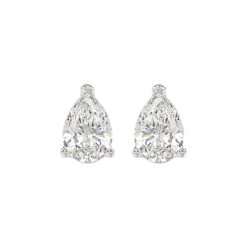LADIES SOLITAIRE EARRINGS 4.00CT PEAR DIAMOND 14K WHITE GOLD 