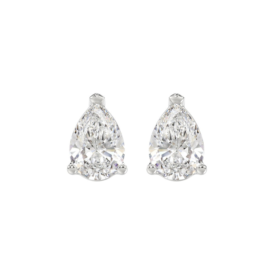 LADIES SOLITAIRE EARRINGS 4.00CT PEAR DIAMOND 14K WHITE GOLD 