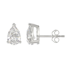 Load image into Gallery viewer, LADIES SOLITAIRE EARRINGS 4.00CT PEAR DIAMOND 14K WHITE GOLD 
