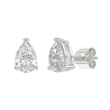 Load image into Gallery viewer, LADIES SOLITAIRE EARRINGS 4.00CT PEAR DIAMOND 14K WHITE GOLD 
