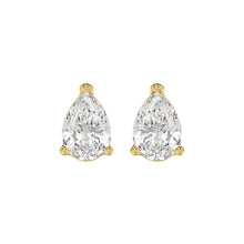 Load image into Gallery viewer, LADIES SOLITAIRE EARRINGS 4.00CT PEAR DIAMOND 14K YELLOW GOLD 

