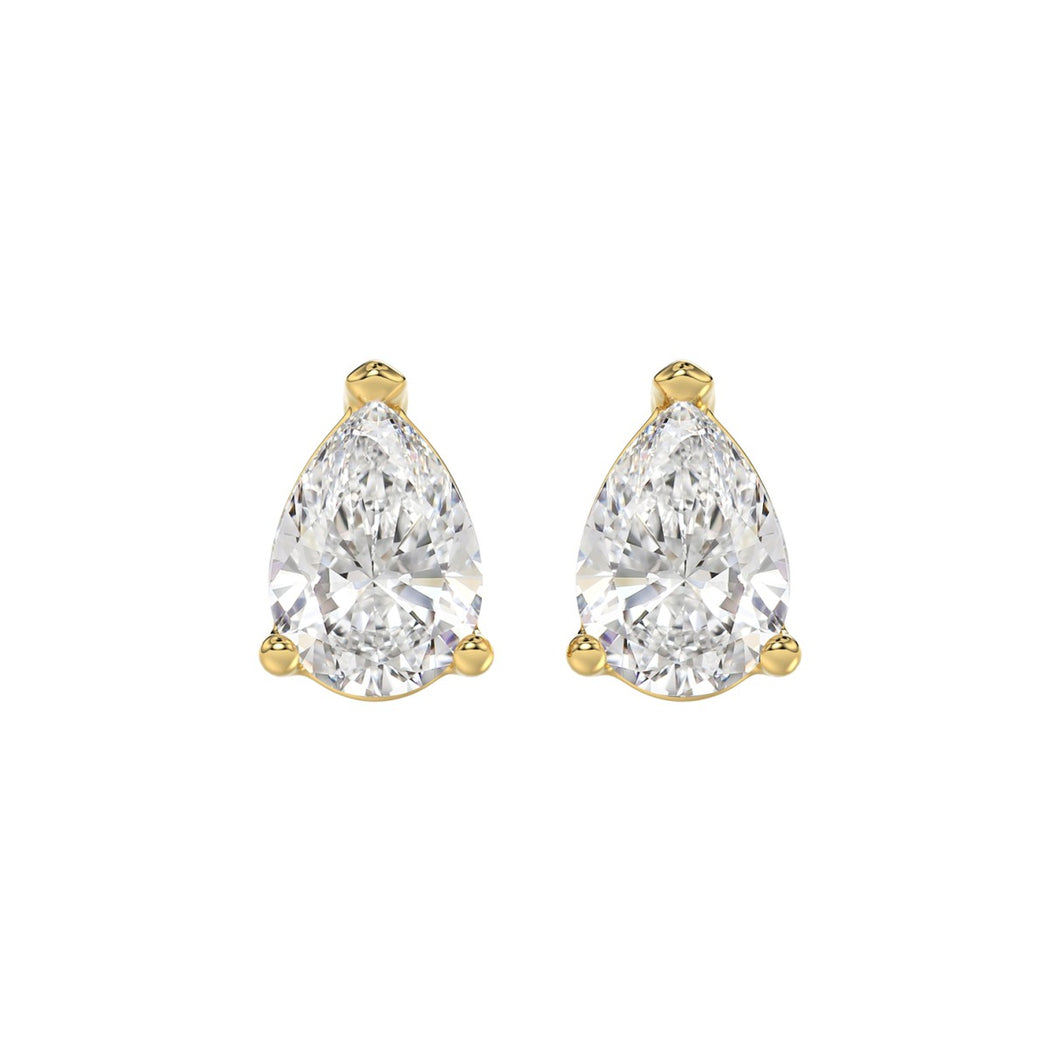 LADIES SOLITAIRE EARRINGS 4.00CT PEAR DIAMOND 14K YELLOW GOLD 