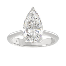 Load image into Gallery viewer, LADIES SOLITAIRE RING 4CT PEAR DIAMOND 14K WHITE GOLD 
