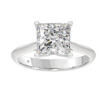 Load image into Gallery viewer, LADIES SOLITAIRE RING 4CT PRINCESS DIAMOND 14K WHITE GOLD 
