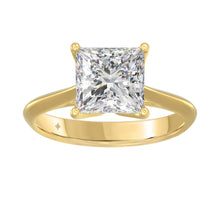Load image into Gallery viewer, LADIES SOLITAIRE RING 4CT PRINCESS DIAMOND 14K YELLOW GOLD 
