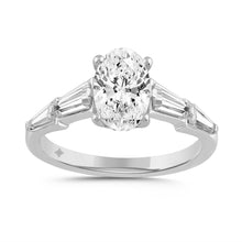 Load image into Gallery viewer, LADIES RING 3CT ROUND/OVAL/BAGUETTE DIAMOND 14K WHITE GOLD (CENTER STONE OVAL DIAMOND 2CT )

