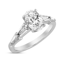 Load image into Gallery viewer, LADIES RING 3CT ROUND/OVAL/BAGUETTE DIAMOND 14K WHITE GOLD (CENTER STONE OVAL DIAMOND 2CT )
