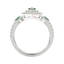 Load image into Gallery viewer, 14K WHITE GOLD 1 1/6CT ROUND/BAGUETTE/EMERALD DIAMOND LADIES RING (GREEN EMERALD BAGUETTE DIAMOND 1/6CT)
