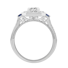 Load image into Gallery viewer, LADIES RING 1CT ROUND/PRINCESS BLUE SAPPHIRE DIAMOND 14K WHITE GOLD (CENTER STONE ROUND DIAMOND 1/6CT )
