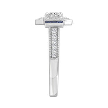 Load image into Gallery viewer, LADIES RING 1CT ROUND/PRINCESS BLUE SAPPHIRE DIAMOND 14K WHITE GOLD (CENTER STONE ROUND DIAMOND 1/6CT )
