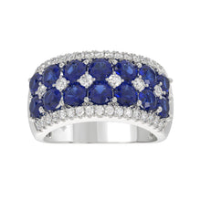 Load image into Gallery viewer, 14K WHITE GOLD 4.00CT ROUND/ROUND BLUE SAPPHIRE DIAMOND LADIES RING
