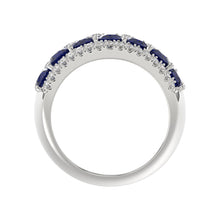 Load image into Gallery viewer, 14K WHITE GOLD 4.00CT ROUND/ROUND BLUE SAPPHIRE DIAMOND LADIES RING
