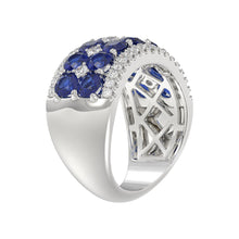 Load image into Gallery viewer, 14K WHITE GOLD 4.00CT ROUND/ROUND BLUE SAPPHIRE DIAMOND LADIES RING

