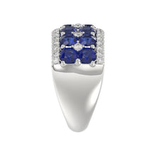 Load image into Gallery viewer, 14K WHITE GOLD 4.00CT ROUND/ROUND BLUE SAPPHIRE DIAMOND LADIES RING
