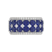 Load image into Gallery viewer, 14K WHITE GOLD 4.00CT ROUND/ROUND BLUE SAPPHIRE DIAMOND LADIES RING
