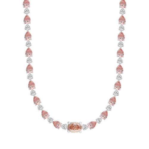 LADIES NECKLACE 15CT ROUND/PEAR/OVAL DIAMOND 14K WHITE/ROSE GOLD 