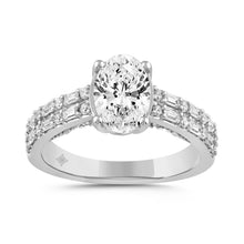 Load image into Gallery viewer, LADIES RING 2 1/2CT ROUND/BAGUETTE/OVAL DIAMOND 14K WHITE GOLD (CENTER STONE OVAL DIAMOND 2CT )
