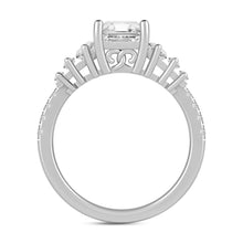 Load image into Gallery viewer, LADIES RING 3 1/4CT ROUND/BAGUETTE/EMERALD DIAMOND 14K WHITE GOLD (CENTER STONE EMERALD DIAMOND 2CT )
