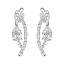 Load image into Gallery viewer, 14K WHITE GOLD 1.00CT ROUND/PEAR DIAMOND LADIES EARRINGS
