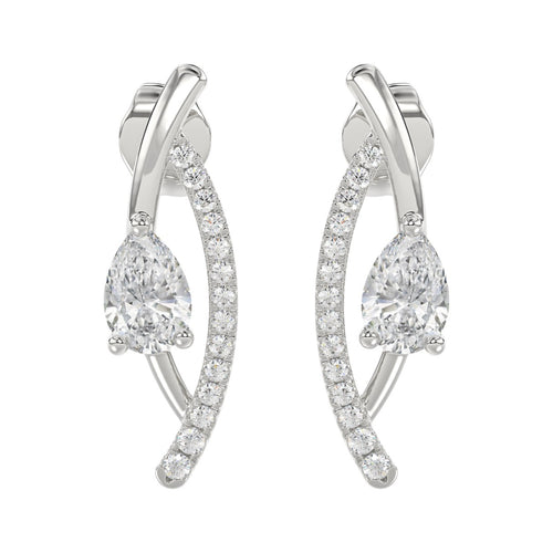 14K WHITE GOLD 1.00CT ROUND/PEAR DIAMOND LADIES EARRINGS
