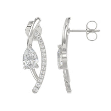 Load image into Gallery viewer, 14K WHITE GOLD 1.00CT ROUND/PEAR DIAMOND LADIES EARRINGS
