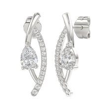 Load image into Gallery viewer, 14K WHITE GOLD 1.00CT ROUND/PEAR DIAMOND LADIES EARRINGS
