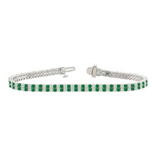 Load image into Gallery viewer, LADIES BRACELET 3CT ROUND/EMERALD DIAMOND 14K WHITE GOLD (CENTER STONE ROUND/EMERALD DIAMOND 2 3/4CT )
