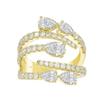Load image into Gallery viewer, LADIES RING 2 1/2CT ROUND/PEAR DIAMOND 14K YELLOW GOLD 
