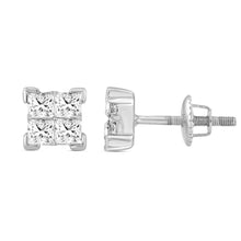 Load image into Gallery viewer, LADIES EARRINGS PRINCESS DIAMOND 10K WHITE GOLD 

