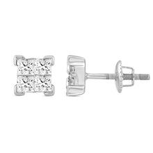 Load image into Gallery viewer, 10K WHITE GOLD 1.00CT PRINCESS DIAMOND LADIES EARRINGS
