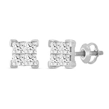 Load image into Gallery viewer, LADIES EARRINGS PRINCESS DIAMOND 10K WHITE GOLD 
