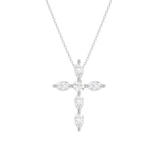 Load image into Gallery viewer, LADIES PENDANT WITH CHAIN 1 1/4CT ROUND/MARQUISE DIAMOND 14K WHITE GOLD
