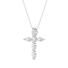 Load image into Gallery viewer, LADIES PENDANT WITH CHAIN 1 1/4CT ROUND/MARQUISE DIAMOND 14K WHITE GOLD
