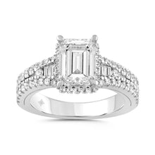 Load image into Gallery viewer, LADIES RING 2.50CT ROUND/BAGUETTE/EMERALD DIAMOND 14K WHITE GOLD (CENTER STONE EMERALD DIAMOND 2.00CT)
