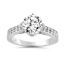 Load image into Gallery viewer, LADIES RING 2 1/2CT ROUND/BAGUETTE DIAMOND 14K WHITE GOLD (CENTER STONE ROUND DIAMOND 2CT )
