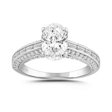 Load image into Gallery viewer, LADIES RING 2.45CT ROUND/BAGUETTE/OVAL DIAMOND 14K WHITE GOLD (CENTER STONE OVAL DIAMOND 2.00CT)
