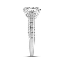 Load image into Gallery viewer, LADIES RING 2.45CT ROUND/BAGUETTE/OVAL DIAMOND 14K WHITE GOLD (CENTER STONE OVAL DIAMOND 2.00CT)
