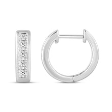 Load image into Gallery viewer, LADIES HOOPS EARRINGS 1.00CT PRINCESS DIAMOND 14K WHITE GOLD
