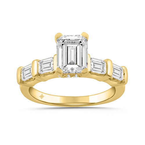 LADIES RING 3.25CT ROUND/EMERALD DIAMOND 14K YELLOW GOLD (CENTER STONE EMERALD DIAMOND 2.00CT)