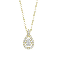 Load image into Gallery viewer, LADIES DANCING DIAMOND PENDANT WITH CHAIN 3/4CT ROUND DIAMOND 14K YELLOW GOLD (CENTER STONE PEAR DIAMOND 1/2CT)
